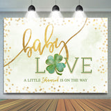 Allenjoy Golden And Green Clovers Baby Shower Backdrop