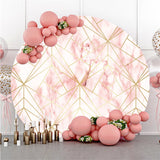 Allenjoy Golden And Pink Geometric Patterns Circle Backdrop