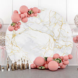 Allenjoy Golden And White Marble Round Birthday Backdrop