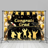 Allenjoy Golden Balloon Champagne Glitter Graduation Backdrop