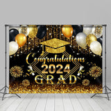 Allenjoy Golden Balloon Sparkling Tassel Graduation Backdrop