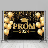 Allenjoy Golden Balloons Glitter Black Bokeh Prom Backdrop