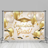 Allenjoy Golden Beige Balloon Hats Ribbon Graduation Backdrop