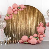 Allenjoy Golden Bright Glitter Round Black Birthday Backdrop