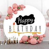 Allenjoy Golden Candle Black Smog Round Birthday Backdrop