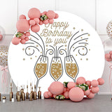 Allenjoy Golden Champagne Simple Round Birthday Backdrop