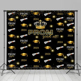 Allenjoy Golden Crown Star Hat Repeat Graduation Backdrop