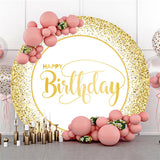 Allenjoy Golden Glitter Bokeh Round Happy Birthday Backdrop