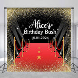 Allenjoy Golden Glitter Red Carpet Custom Birthday Backdrop