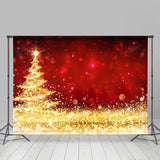 Allenjoy Golden Glitter Red Photography Christmas Backdrop