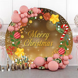 Allenjoy Golden Glitter Round Merry Chrismas Party Backdrop