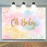 Allenjoy Golden Glitter Sky Cloud Baby Shower Backdrop