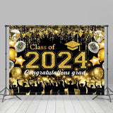 Allenjoy Golden Glitter Tassel Balloon Graduation Backdrop