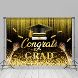 Allenjoy Golden Glitter Tassel Champagne Graduation Backdrop