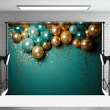 Allenjoy Golden Green Balloons Birthday Cake Smash Backdrop