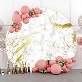 Allenjoy Golden Grey Abstract Marble Round Birthday Backdrop