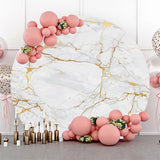 Allenjoy Golden Grey Texture Marble Round Birthday Backdrop