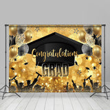 Allenjoy Golden Hat Balloons Bokeh Star Graduation Backdrop