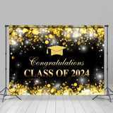 Allenjoy Golden Hat Bokeh Black 2024 Graduation Backdrop