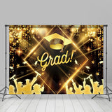 Allenjoy Golden Hat Sparkling Star Bokeh Graduation Backdrop