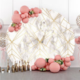 Allenjoy Golden Ink Line Geometric Patterns Round Backdrop