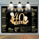 Allenjoy Golden Legend Balloon Black 40Th Birthday Backdrop