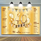 Allenjoy Golden Legend Balloon Happy 40Th Birthday Backdrop