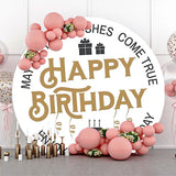 Allenjoy Golden Letters Ribbon Simple Round Birthday Backdrop