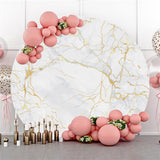 Allenjoy Golden Marble Theme Happy Birthday Circle Backdrop