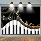 Allenjoy Golden Musical Notes Piano Keyboard Theme Background