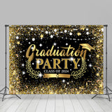 Allenjoy Golden Navy Blue Graduation Party 2023 Backdrop