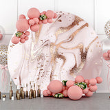 Allenjoy Golden Pink Marbling Round Wedding Backdrop Cover