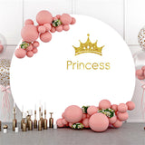 Allenjoy Golden Princess Crown Happy Birthday Circle Backdrop