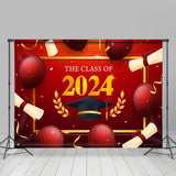 Allenjoy Golden Red Class 2024 Balloon Graduation Backdrop