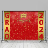 Allenjoy Golden Red Ribbon Congrats Backdrop Graduation