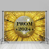 Allenjoy Golden Ribbon Glitter Disco Ball Backdrop Prom