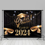 Allenjoy Golden Ribbon Hat Star Bokeh Graduation Backdrop