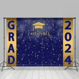 Allenjoy Golden Ribbons Blue Congrats Graduation Backdrop