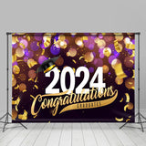 Allenjoy Golden Ribbons Purple Bokeh 2024 Graduation Backdrop