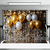 Allenjoy Golden Sequin Balloons Christmas Photo Backdrop