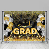 Allenjoy Golden Sparkling Balloon Star Graduation Backdrop