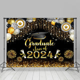 Allenjoy Golden Sparkling Balloon Tassel Graduation Backdrop