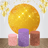 Allenjoy Golden Sparkling Glitter Round Birthday Backdrop Kit