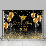 Allenjoy Golden Sparkling Ribbon Balloon Graduation Backdrop