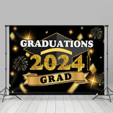 Allenjoy Golden Sparkling Ribbons Hat Graduation Backdrop