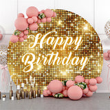 Allenjoy Golden Sparkling Sequin Round Birthday Backdrop