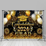 Allenjoy Golden Sparkling Tassel Balloon Graduation Backdrop