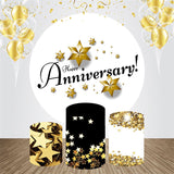 Allenjoy Golden Stars Simple Round Anniversary Backdrop Kit