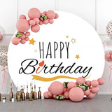 Allenjoy Golden Stars White Simple Round Birthday Backdrop