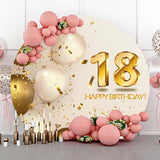 Allenjoy Golden White Balloon 18Th Birthday Round Backdrop